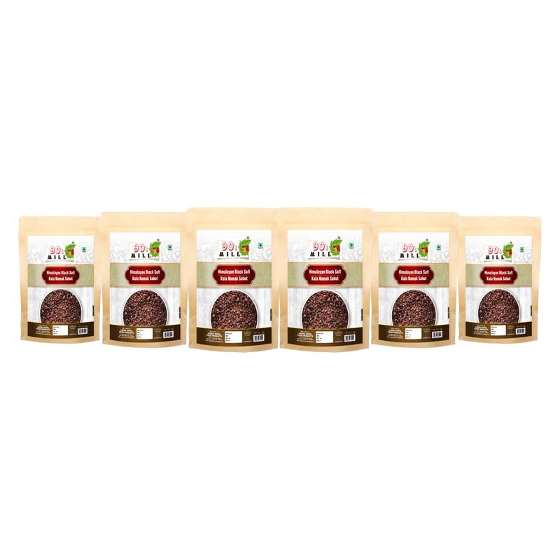 90's MILL Mineral Rich Black Salt | Exotic Kala Namak | Whole Natural Black Salt | Sabut Kala Namak | Crystal Kala Namak Chunks Kala Loon Chunks-850GM*6Pack