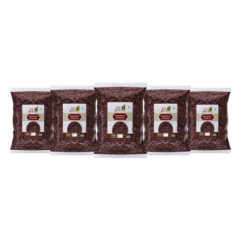 90's MILL Feng Shui Arabian Black Sea Salt Crystals,Unrefined|Non-iodised|Impurity Free|Optically Sorted|Natural Black Salt|Use for Pickling, Scrubs, Herbal infusions-400GM*5Pack