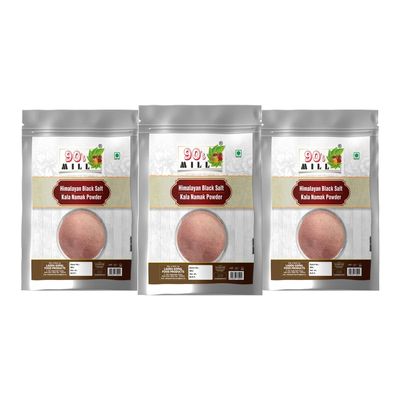 90's MILL Kiln Fired Black Salt Powder Kala Namak Powder | Himalayan Kala Namak, Black Salt Powder Rich in Antioxidants, Minerals, Vitamins | Pinkish Grey Black Salt-850GM*3Pack