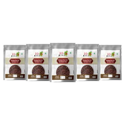 90's MILL Grinder Perfect Black Salt | Black Salt Whole | Sabut Kala Namak | Crystal Black Salt Kala Loon Chunks | Saboot Sabut Kala Namak Khada Namak-400GM*5Pack