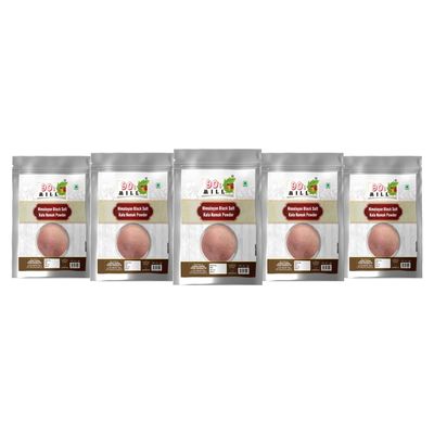 90's MILL Black Salt/Kala Namak Powder with 84 Trace Minerals | Pure Himalayan Black Rock Salt Cooking Salt for A Healthy Life | Kiln Fired Pinkish Grey Black Salt Powder Kala Namak-400GM*5Pack