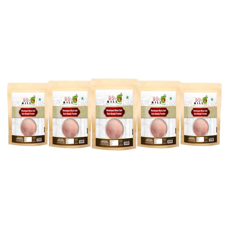 90's MILL Fresh Himalayan Black Salt Powder | Black Rock Salt Powder [All Natural, Sulphur-Rich, Kala Namak] An Essential and Flavorful Salt for Your Cooking Needs-850GM*5Pack