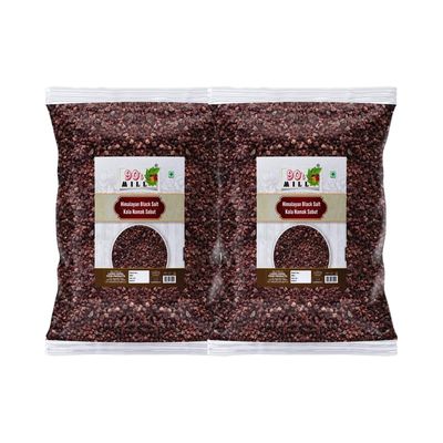 90's MILL Black Salt Crystals Black Salt | Grinder Perfect for Chaats Chutneys Salads Fruits Grilled Chicken|Impurity Free|Optically Sorted|Natural Black Rock Salt-1900GM*2Pack