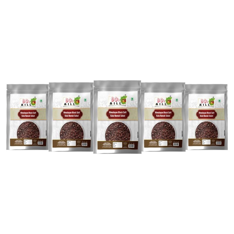 90's MILL Kala Loon/Bit Lobon | Kala Namak Black Rock Salt Grinder, Easy to Grind | Free from Micro-Plastics | Pure & Natural | Rich in Natural Minerals-850GM*5Pack