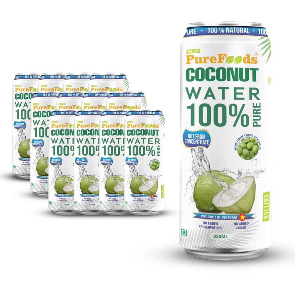 ROLLINS PureFoods Vietnamese Tender Coconut Water 100% Pure & Natural|Nariyal Paani For Daily Hydration & Healthy Skin|(Pack Of 12,320 Ml Each)