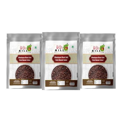 90's MILL Kala Loon/Bit Lobon | Kala Namak Black Rock Salt Grinder, Easy to Grind | Free from Micro-Plastics | Pure & Natural | Rich in Natural Minerals-400GM*3Pack