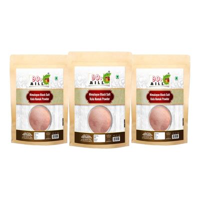 90's MILL Fresh Himalayan Black Salt Powder | Black Rock Salt Powder [All Natural, Sulphur-Rich, Kala Namak] An Essential and Flavorful Salt for Your Cooking Needs-850GM*3Pack