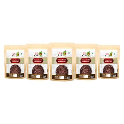 90's MILL Kiln Fired Kala Noon Exotic Mineral Rich Black Salt Fresh Himalayan Black Salt | Black Salt Grinder Perfect for Chaats, Chutneys, Salads, Fruits, Grilled Chicken-400GM*5Pack