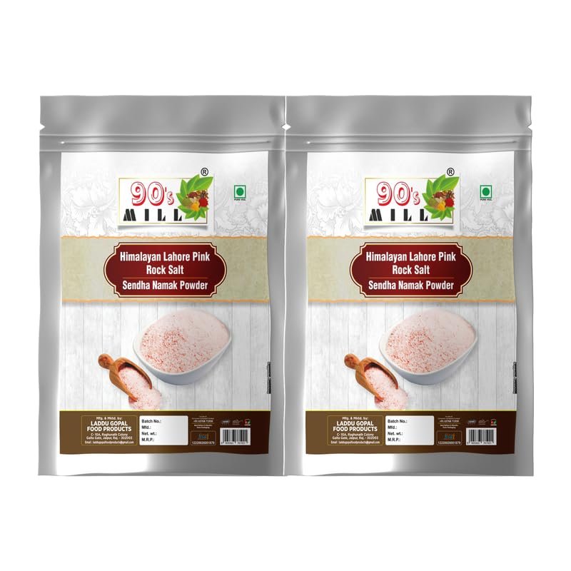 90's MILL Classic Rock Salt Powder | Himalyan Pink Rock Salt Powder | 100% Pure Pink Salt with Natural Trace Minerals | Sendha Sandha Saindhav Sindhav Namak Lavana Loon-850GM*2Pack