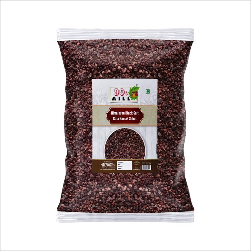 90's MILL Sabut Suddh Kala Namak Exotic Mineral Rich Black Salt Fresh Himalayan Black Salt Impurity Free | Grinder Perfect for Chaats Chutneys Salads Fruits Pickling Grilled Chicken-1900GM*1Pack