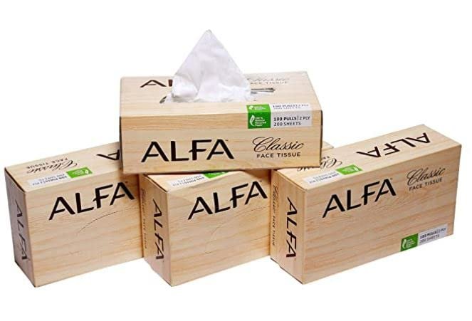 ALFA Classic 2 Ply Soft Facial Tissue Box Combo-100 Pulls(Pack of 8)