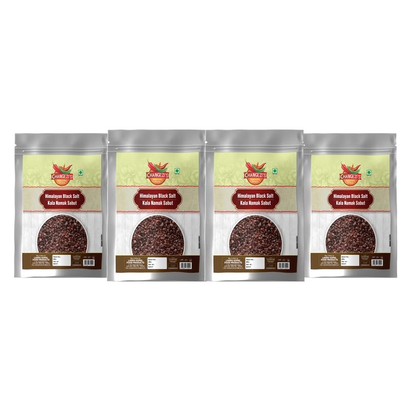 Changezi's Grinder Perfect Black Salt | Black Salt Whole | Sabut Kala Namak | Crystal Black Salt Kala Loon Chunks | Saboot Sabut Kala Namak Khada Namak-850GM*4Pack