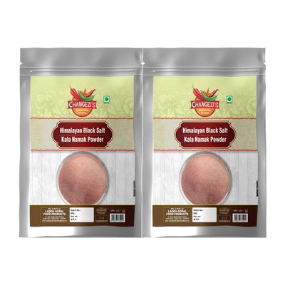 Changezi's Light pink Natural Black Salt Powder | Raita, Chaats and Salads Sprinkler Kala Namak | Sanchal Kiln Fired Black Salt Powder Kala Namak Non IodizedHealthy Cooking-850GM*2Pack