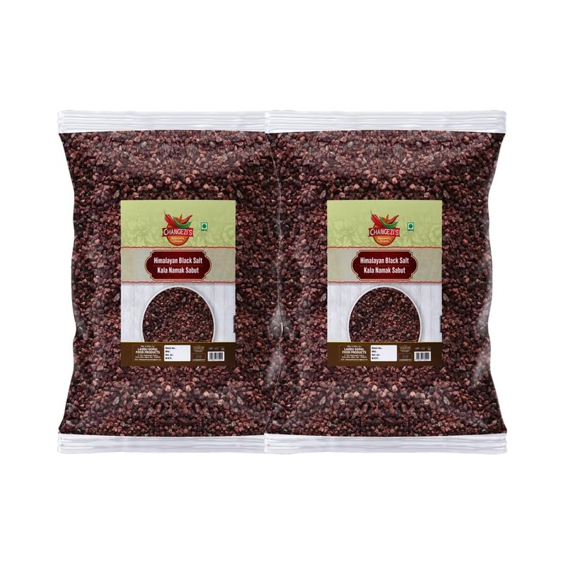 Changezi's Black Salt Crystals Black Salt | Grinder Perfect for Chaats Chutneys Salads Fruits Grilled Chicken|Impurity Free|Optically Sorted|Natural Black Rock Salt-850GM*2Pack