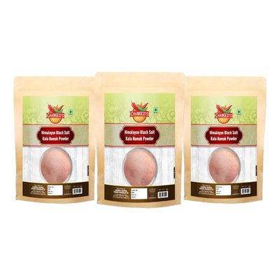 Changezi's Fresh Himalayan Black Salt Powder | Black Rock Salt Powder [All Natural, Sulphur-Rich, Kala Namak] An Essential and Flavorful Salt for Your Cooking Needs-100GM*3Pack
