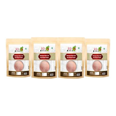 90's MILL Fresh Himalayan Black Salt Powder | Black Rock Salt Powder [All Natural, Sulphur-Rich, Kala Namak] An Essential and Flavorful Salt for Your Cooking Needs-1900GM*4Pack
