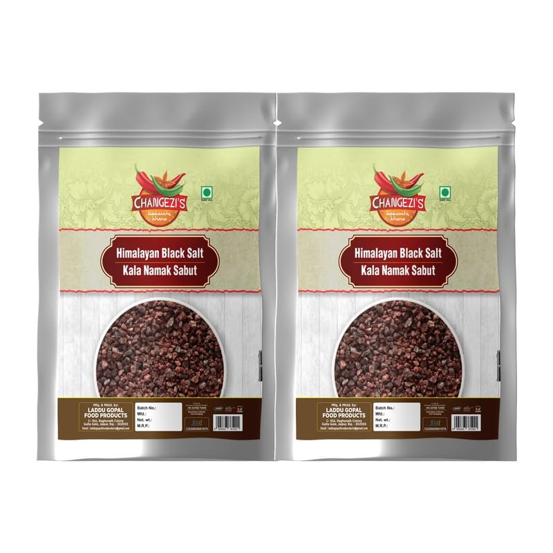Changezi's Kala Loon/Bit Lobon | Kala Namak Black Rock Salt Grinder, Easy to Grind | Free from Micro-Plastics | Pure & Natural | Rich in Natural Minerals-1900GM*2Pack