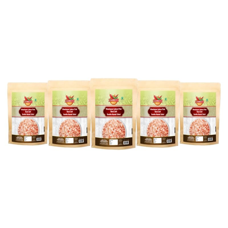 Changezi's Whole Himalayan Pink Rock Salt Chunks | Sendha Namak Sabut | Sabut Sendha Sindhav Namak Granules Crystal | Himalayan Pure sendha namak Pink Rock Salt Chunks-850GM*5Pack