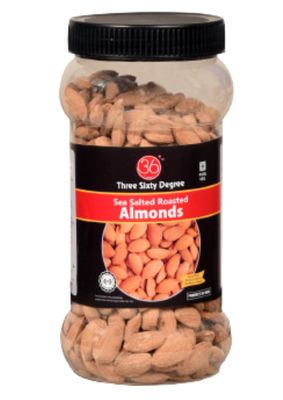 360 Whole Salty Almonds Roasted In Jar |Crunchy Badam | Protein Rich Nutritious and Super Tasty| High Fiber Almonds | 500 Grams|