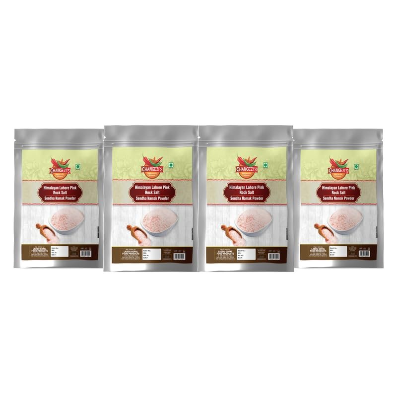 Changezi's Organic Lahori Sendha Sindhav Saindhava Sandha Namak Lavana | Additive-Free, Gourmet Grade, Signature Quality | Rock Salt for Everyday Cooking | Vrat Upwaas Ka Namak-400GM*4Pack