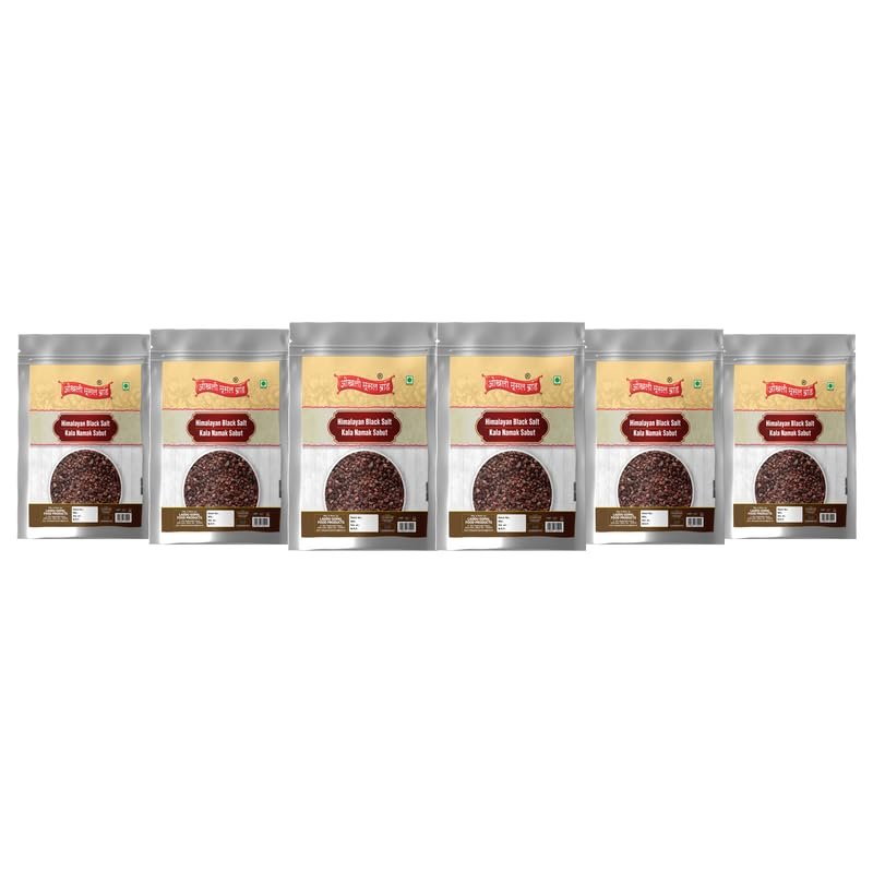Okhli Musal Brand Grinder Perfect Black Salt | Black Salt Whole | Sabut Kala Namak | Crystal Black Salt Kala Loon Chunks | Saboot Sabut Kala Namak Khada Namak-850GM*6Pack