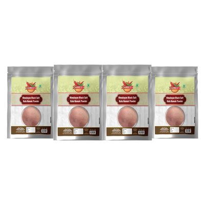 Changezi's Light pink Natural Black Salt Powder | Raita, Chaats and Salads Sprinkler Kala Namak | Sanchal Kiln Fired Black Salt Powder Kala Namak Non IodizedHealthy Cooking-400GM*4Pack
