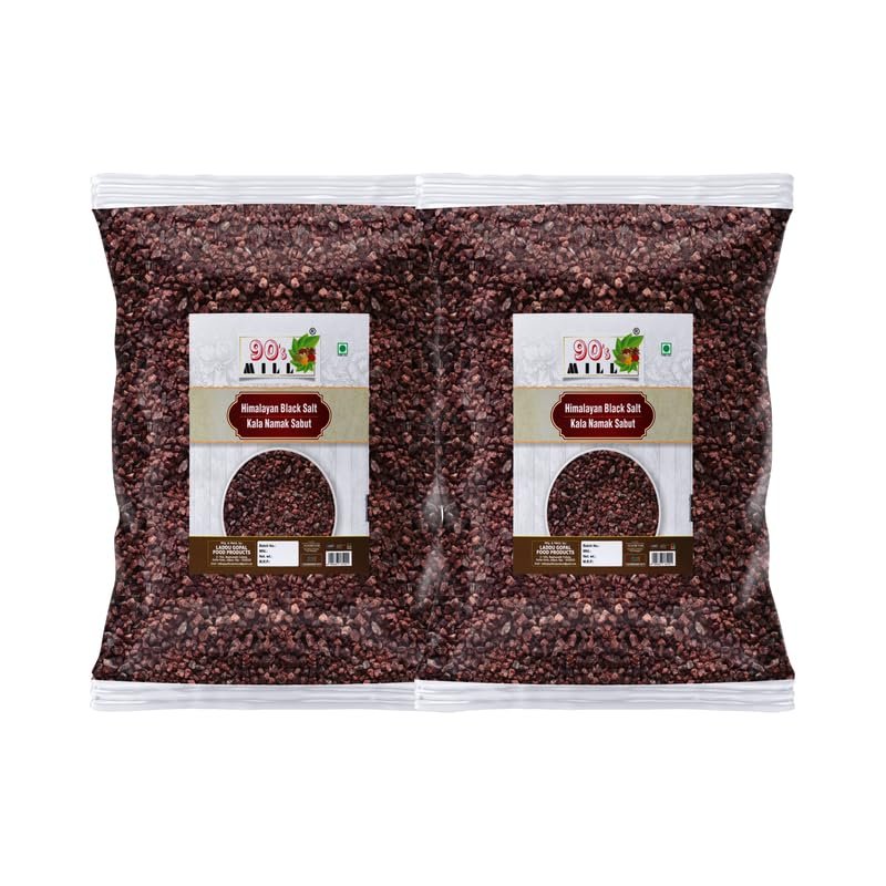 90's MILL Feng Shui Arabian Black Sea Salt Crystals,Unrefined|Non-iodised|Impurity Free|Optically Sorted|Natural Black Salt|Use for Pickling, Scrubs, Herbal infusions-1900GM*2Pack