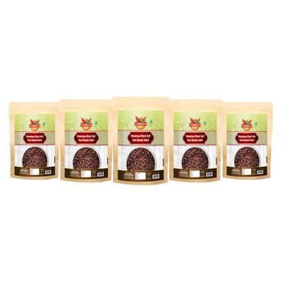 Changezi's Kiln Fired Kala Noon Exotic Mineral Rich Black Salt Fresh Himalayan Black Salt | Black Salt Grinder Perfect for Chaats, Chutneys, Salads, Fruits, Grilled Chicken-850GM*5Pack