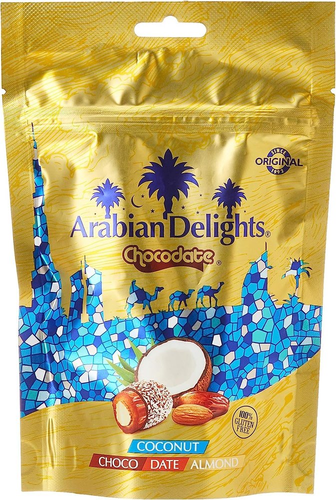 Arabian Delight Chocodate Coco Date Stuffed With A Golden Roasted Almond Coconut Chocolate 100gm