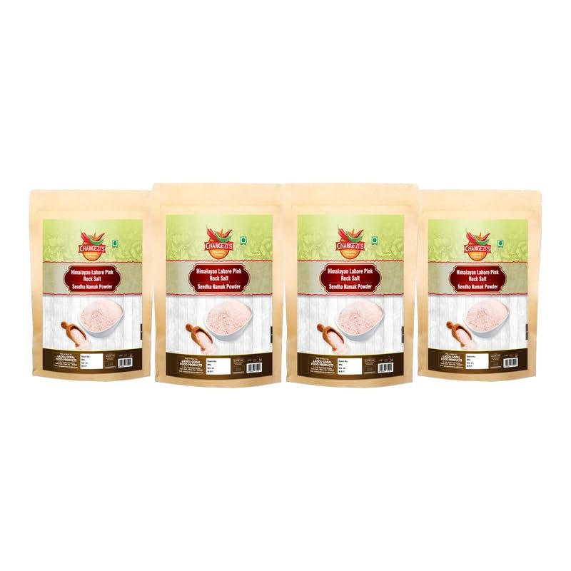Changezi's Ekadashi Fast Upwaas Upwas Vrat Ke Liye Salt | Himalayan Pink Rock Salt Powder | Saindhava Lavana Sendha loon namak with Natural Trace Minerals-400GM*4Pack