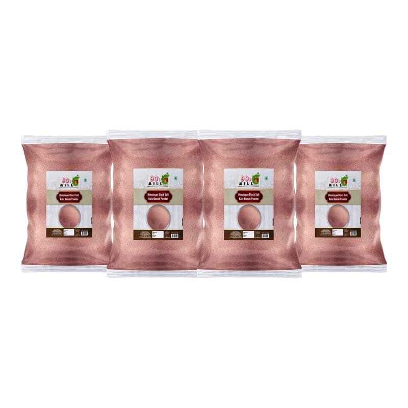 90's MILL Black Crystal Salt Powder | Kala Namak Powder An Essential and Flavorful Salt for Your Cooking Needs | Himalayan Kala Namak Powder Rich in Antioxidants, Minerals, Vitamins-850GM*4Pack