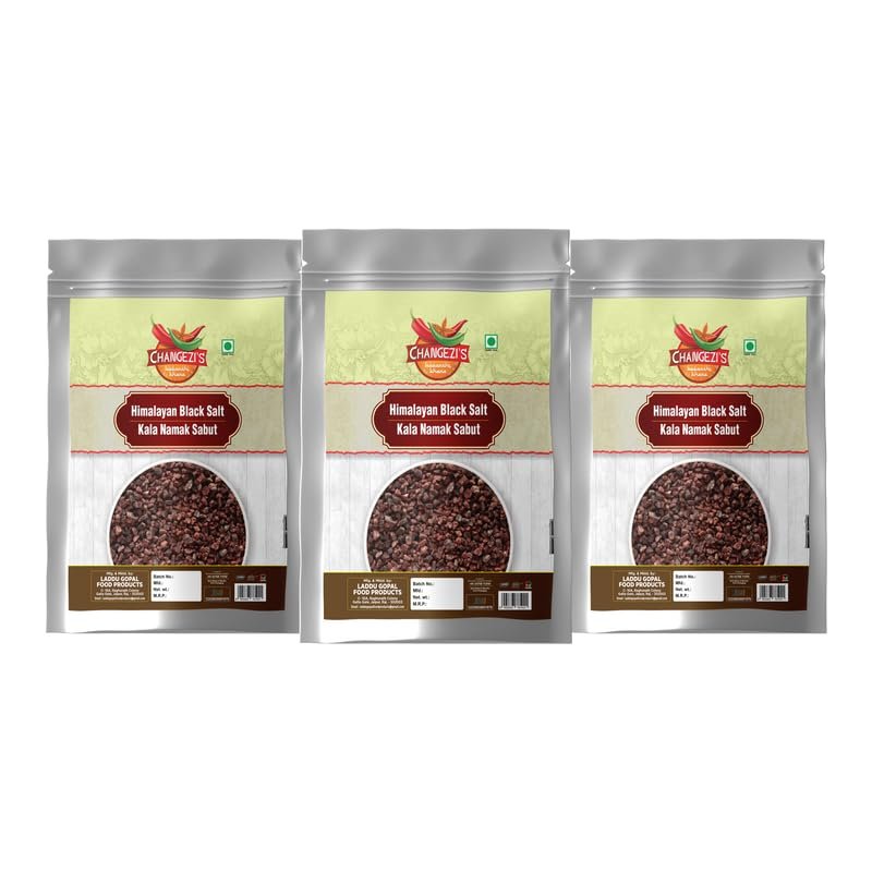 Changezi's Grinder Perfect Black Salt | Black Salt Whole | Sabut Kala Namak | Crystal Black Salt Kala Loon Chunks | Saboot Sabut Kala Namak Khada Namak-1900GM*3Pack