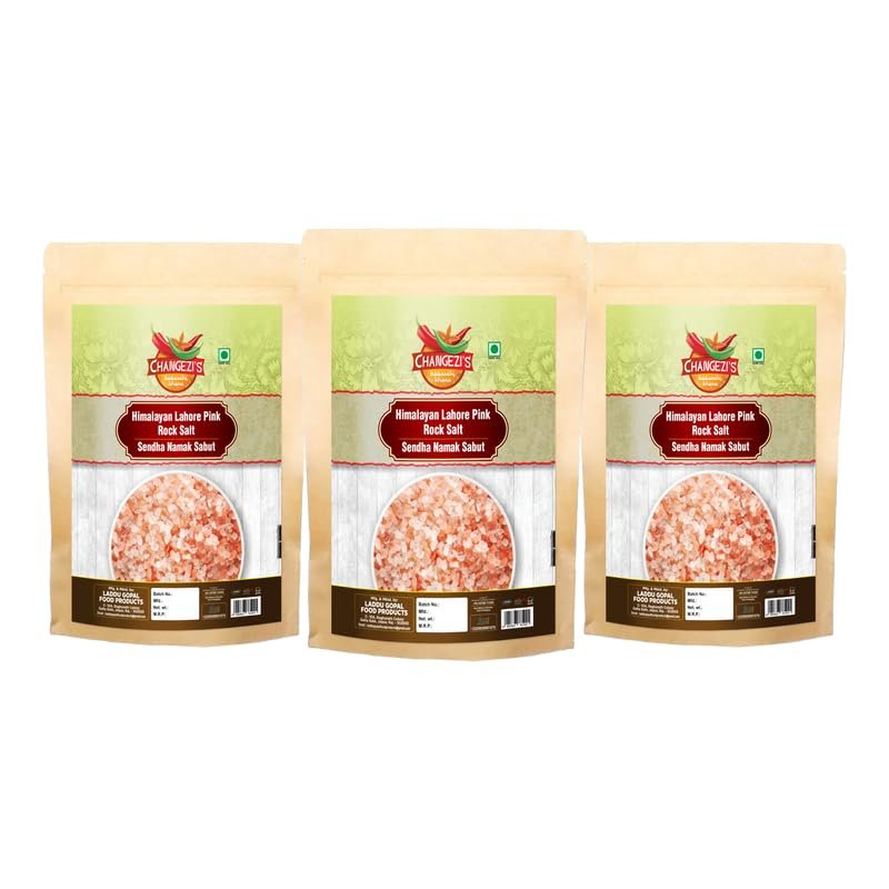 Changezi's Whole Himalayan Pink Rock Salt | Natural Pink Salt Granules with Natural Trace Minerals | Gourmet Quality Himalayan Rock Salt Chunks | Sabut Sendha Namak Crystals-1900GM*3Pack