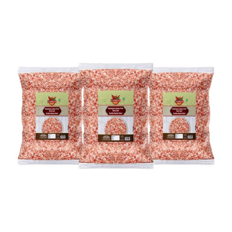 Changezi's Feng Shui Lahori Sendha Pink Crystals Salt Unrefined | Impurity Free Negative Energy Cleanser | Optically Sorted | Natural Pink Rock Salt | Use for Vastu Dosh Remedy-1900GM*3Pack