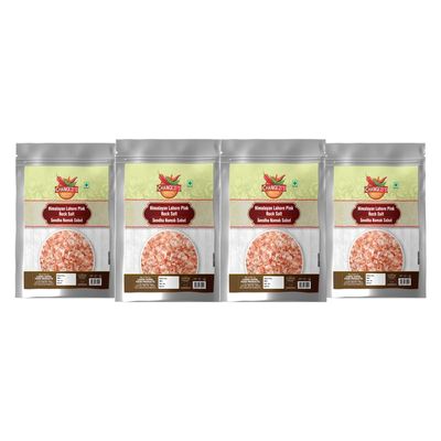 Changezi's Whole Granules Sendha Sindhav Namak Unrefined & Natural Used for Cooking Baking Sprinkling Fermenting Marinating | Himalayan Pink Rock Salt Crystals Chunks Highly Nutritious-1900GM*4Pack