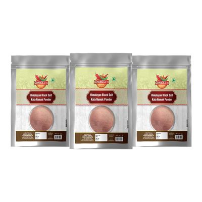 Changezi's Black Salt/Kala Namak Powder with 84 Trace Minerals | Pure Himalayan Black Rock Salt Cooking Salt for A Healthy Life | Kiln Fired Pinkish Grey Black Salt Powder Kala Namak-1900GM*3Pack
