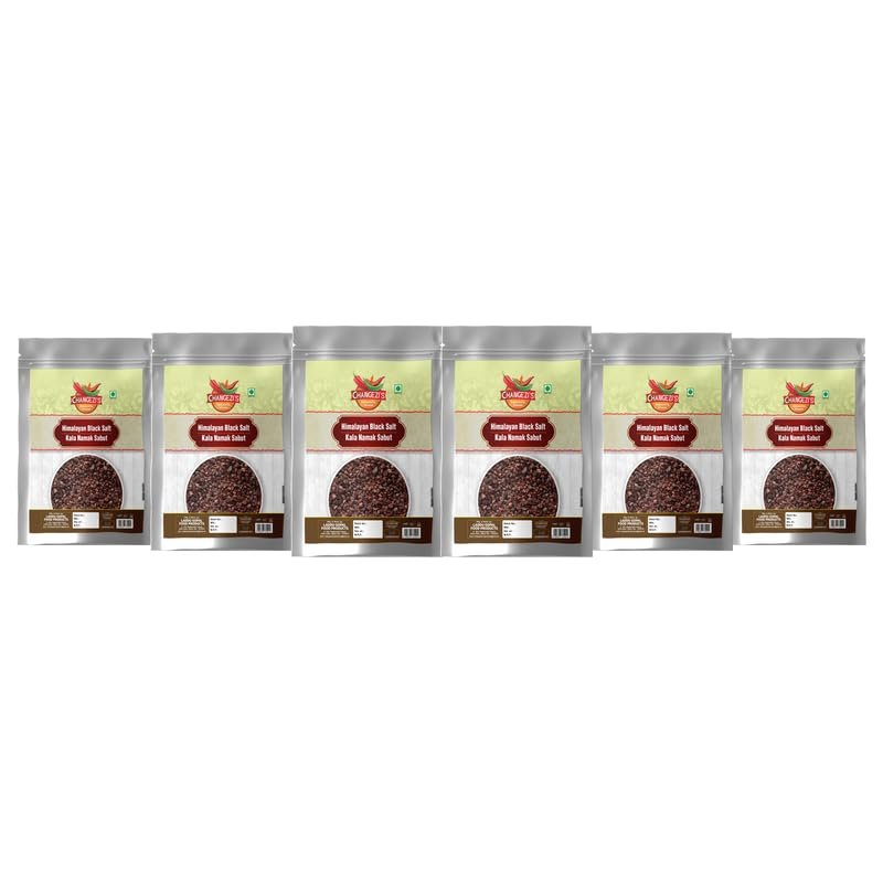 Changezi's Grinder Perfect Black Salt | Black Salt Whole | Sabut Kala Namak | Crystal Black Salt Kala Loon Chunks | Saboot Sabut Kala Namak Khada Namak-850GM*6Pack
