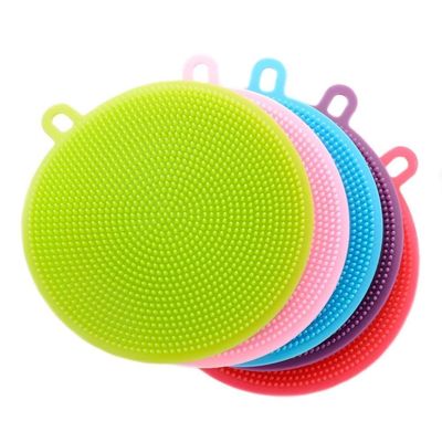 LA NEELJA Cleaning Sponge Silicone Scrubber for Kitchen Non Stick Dishwashing Fruit and Vegetables Scrubber Cleaner Tools Silicone Tableware (Multicolor, Pack of 1)