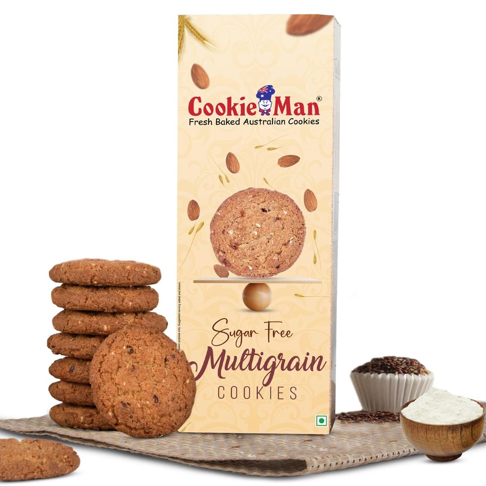 CookieMan Sugar Free Atta Multigrain Protein Cookies - 150g | Perfect Healthy Protein Snack | Multigrain Atta Biscuit Pack | Protein Biscuits for All Ages
