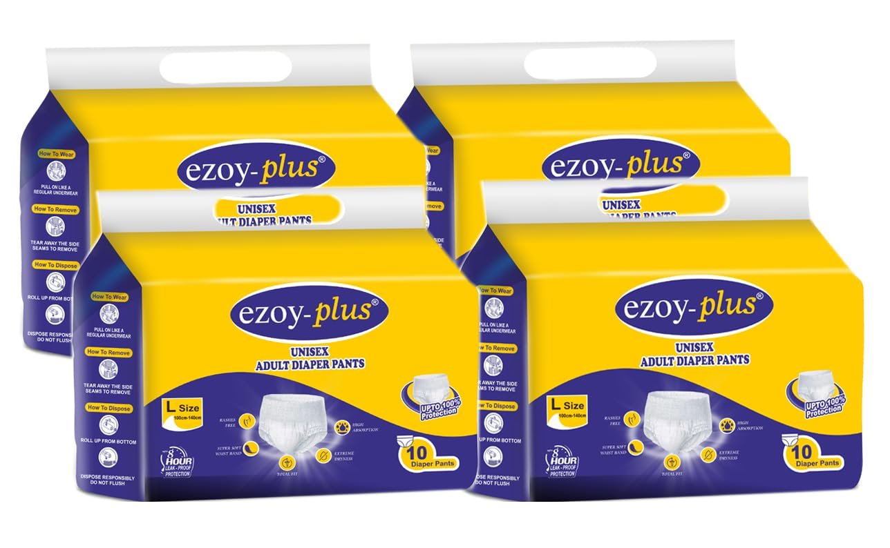 Ezoyplus adult diaper pullup Large size(40-55 cm) wast size(L, PACK OF 4)