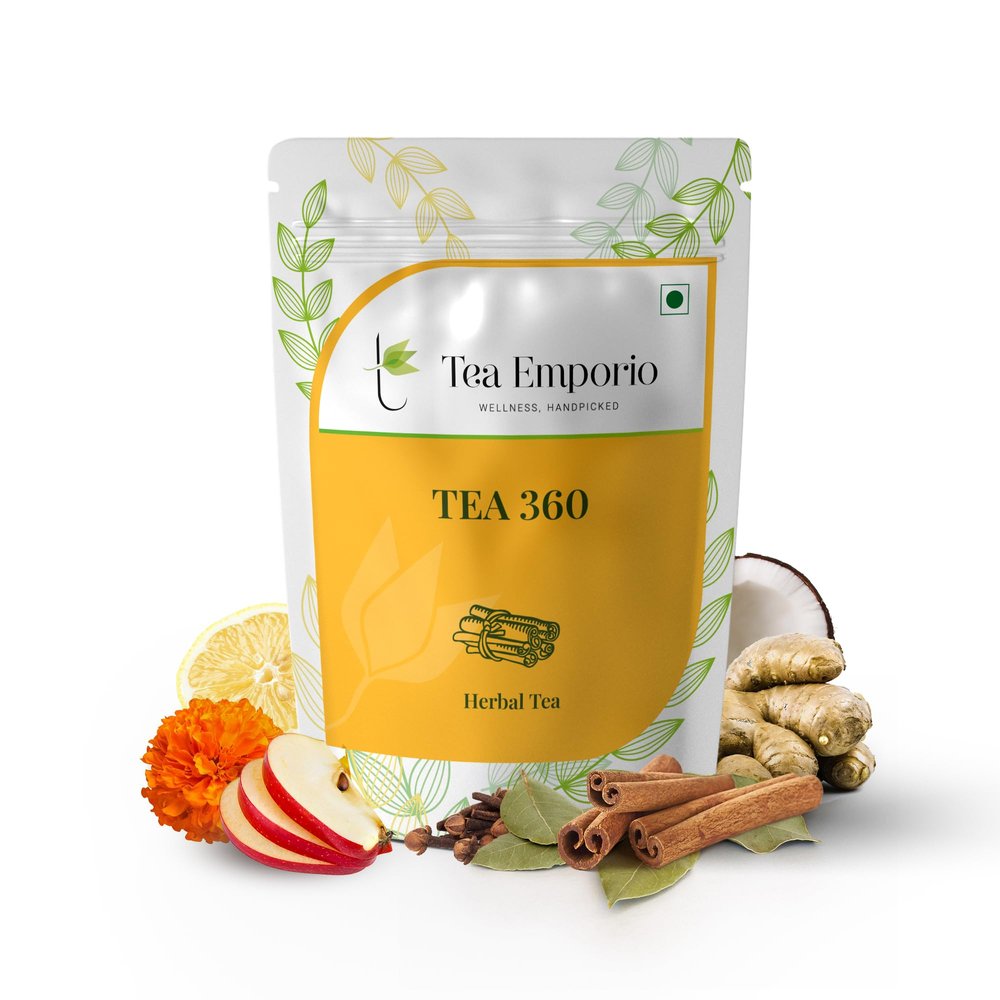 Surajmukhi Tea 360 Herbal Tea -50g | The Ultimate Tea Collection for All-Around Wellness | Detox, Energize, and Relax | Antioxidant-Rich, Metabolism-Boosting, and Calming