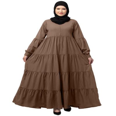 Muslim Closet Umbrella Abaya with Elasticated Cuffs Made in Nida Matte Fabric - Simple Umbrella style Burqa for Women and Girls