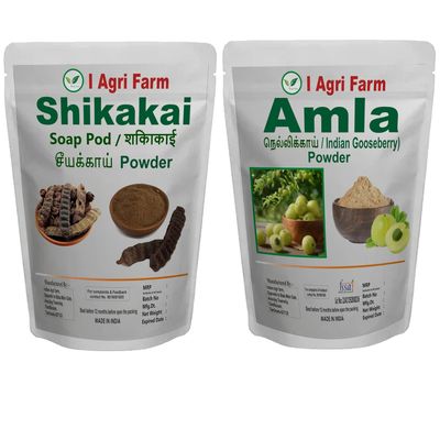 Iagrifarm Amla and Shikakai Powder - Combo Pack of 2 - (Each - 400 G) - 800 G