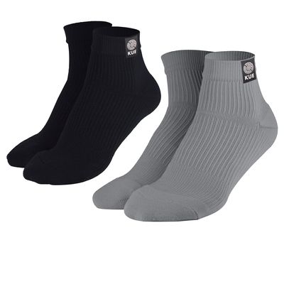 KUE Compression Ankle Socks for Men & Women | Sports & Running Socks with Arch Support, Pain Relief & Improved Blood Circulation | Daily Use, Moisture Wicking, Nylon Fabric | S -Pack of 2-Black,Grey