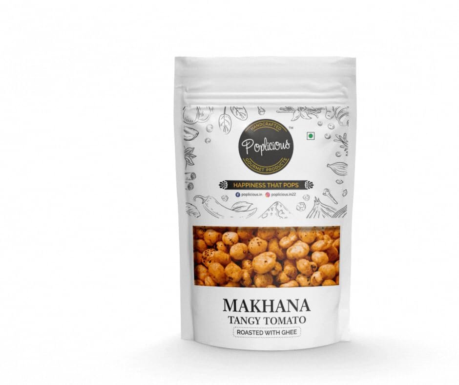 Poplicious Roasted & Flavoured Makhana with Ghee (Tangy Tomato, 90 gm)