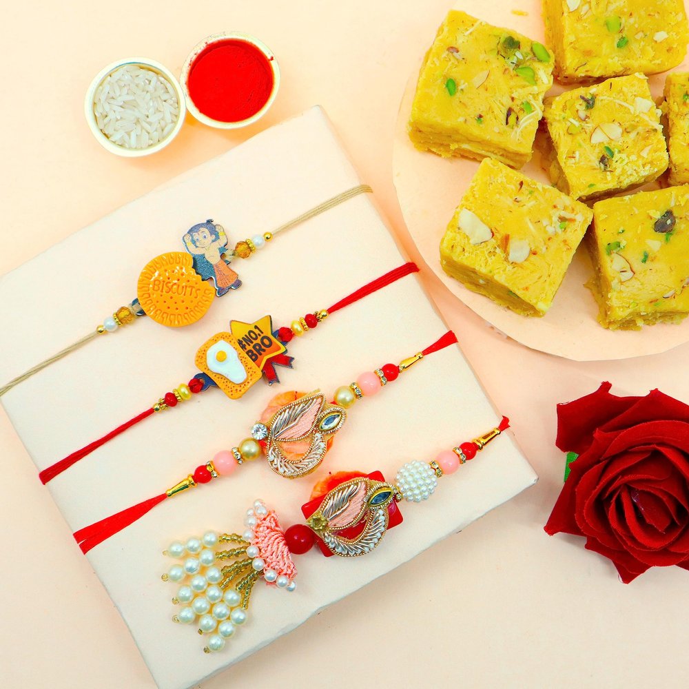 BLessing Decor Rakhi For Brother With Soan Papdi Sweet/Premium Rakhi Fo Brother with Roli Chawal & Card (Combo Rakhi)