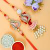 Blessing Decor Rakhi For Brother With Soan Papdi Indian Sweet/Rakhi Combo Fo Brother with Roli Chawal & Card (Family Combo) view 2