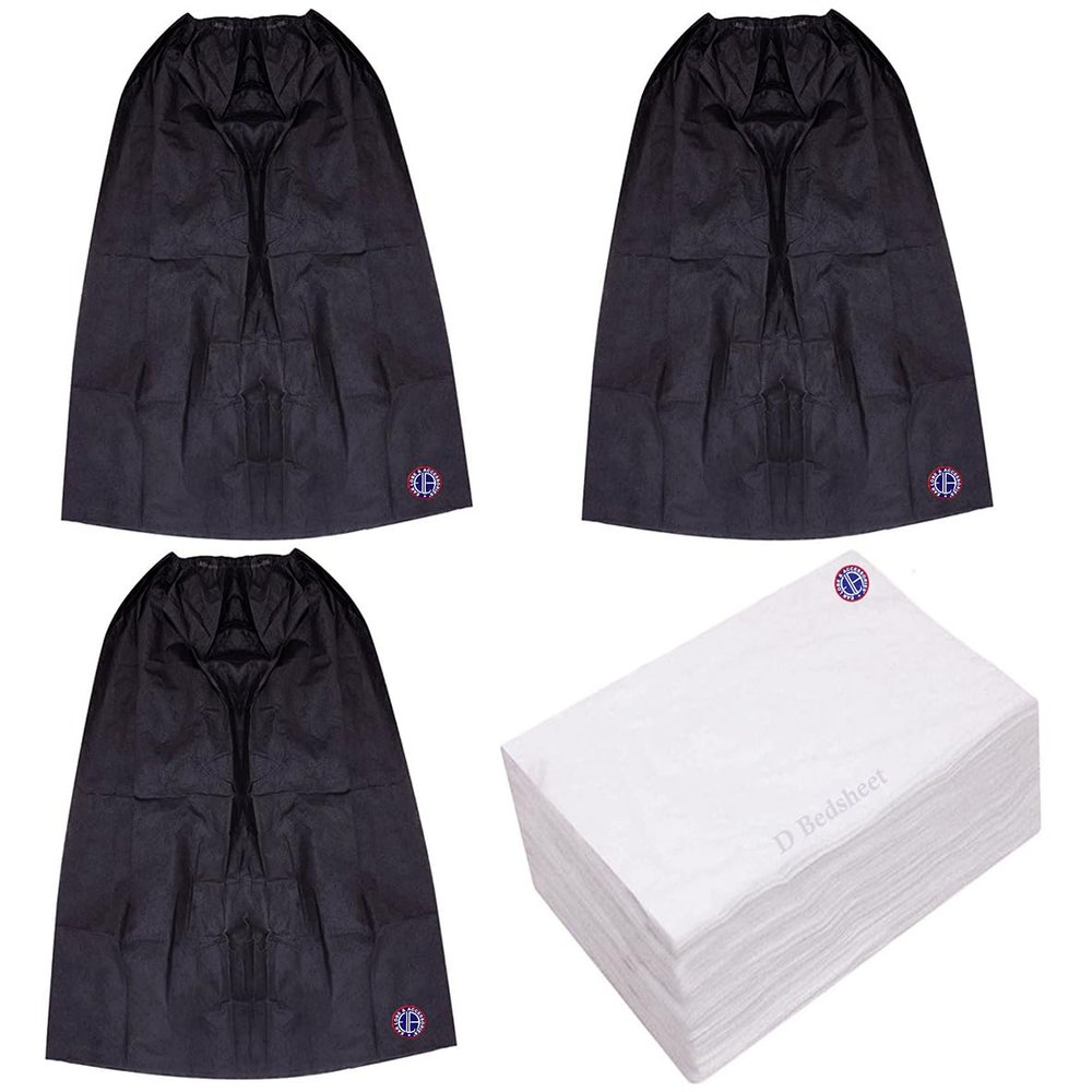 [ELA] Gown For Waxing/Spa/Parlour/Massage - 3 Pcs. | Bed Sheets [Non-Woven Fabric Soft Material] For Massage Tables/Parlours/Spa - 5 Pcs.