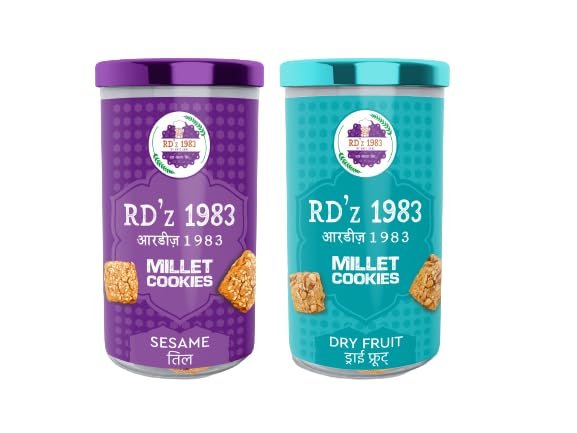 RD'Z 1983 Dryfruit & Sesame Millet Cookies Tasty, Healthy & Delicious Cookies Snacks For Adults & Kids | Tiffin Box Snack |Combo Pack of 2 (250 Gram)