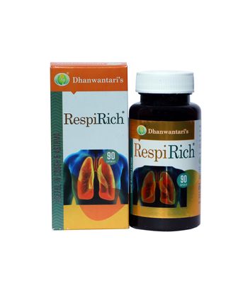 Dhanwantari RespiRich 90 Capsules And Free Deb Health Grow Charcoal soap (Pack of 2)